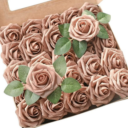 Artificial Warm Taupe Foam Roses