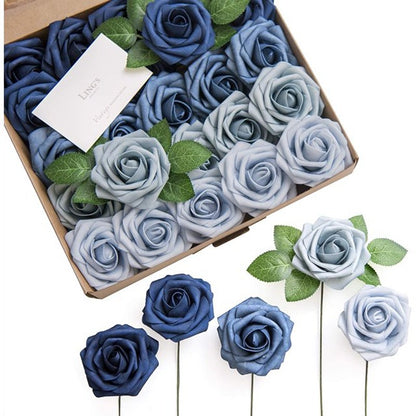 50-Pack Shades of Blue Foam Roses