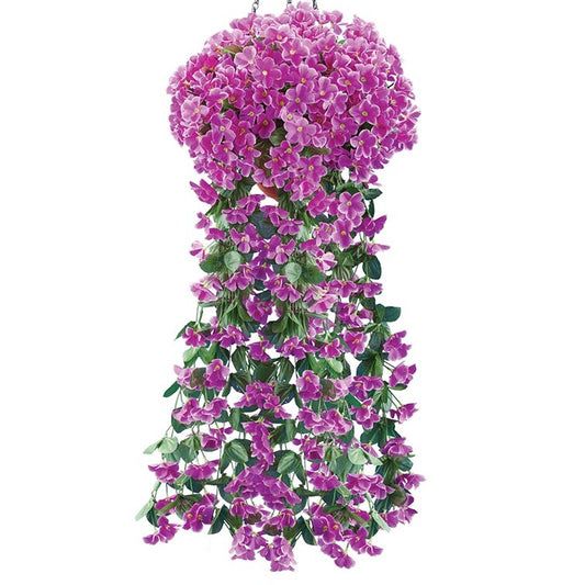 Outdoor Hanging Purple Silk Flowers