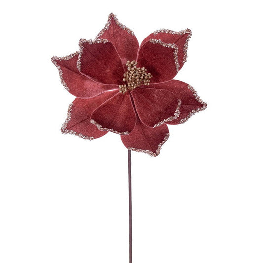 Rose Gold Poinsettia Flowers w/ Stem