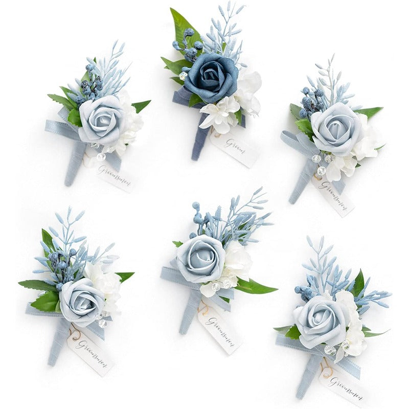 Dusty Blue Boutonniere Set