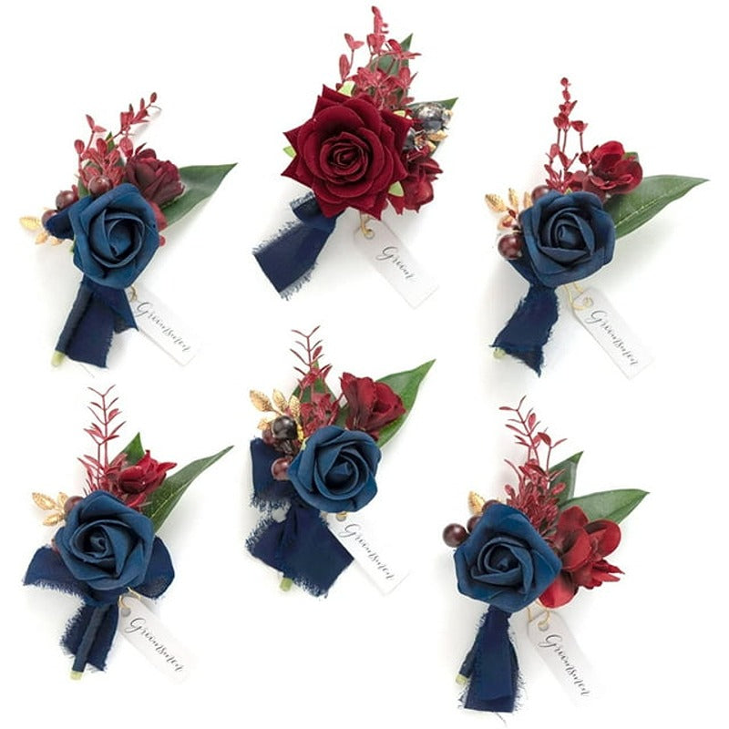 Navy Blue Terracotta Boutonniere Set