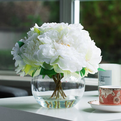 Cream Silk Peony Flowers In Vase