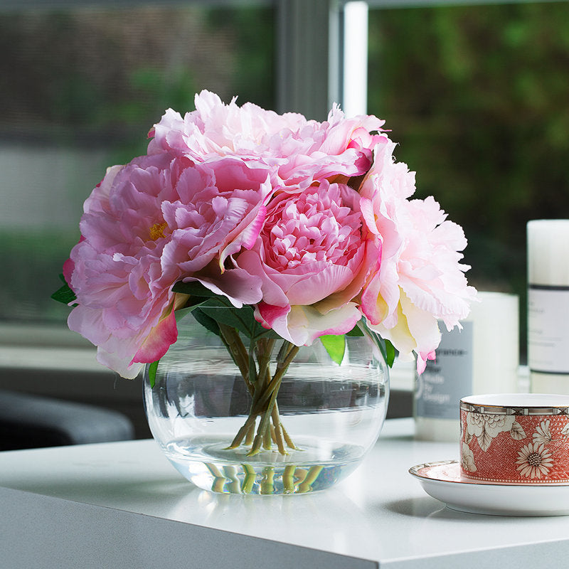 Pink Faux Silk Peony Flowers