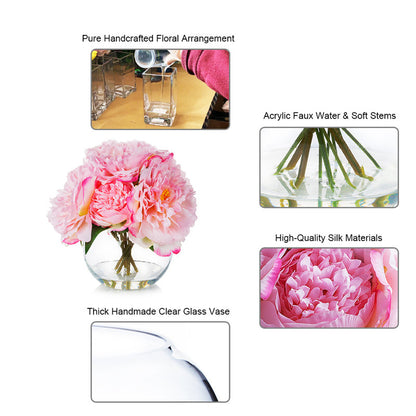 Pink Faux Silk Peony Flowers