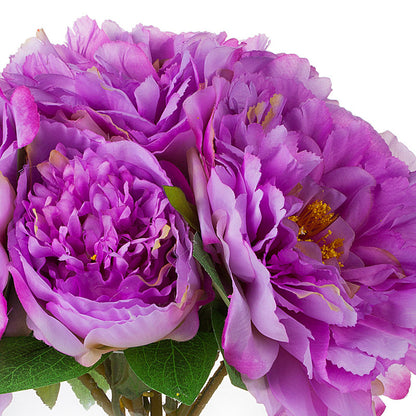 Purple Silk Peony Flowers In Vase