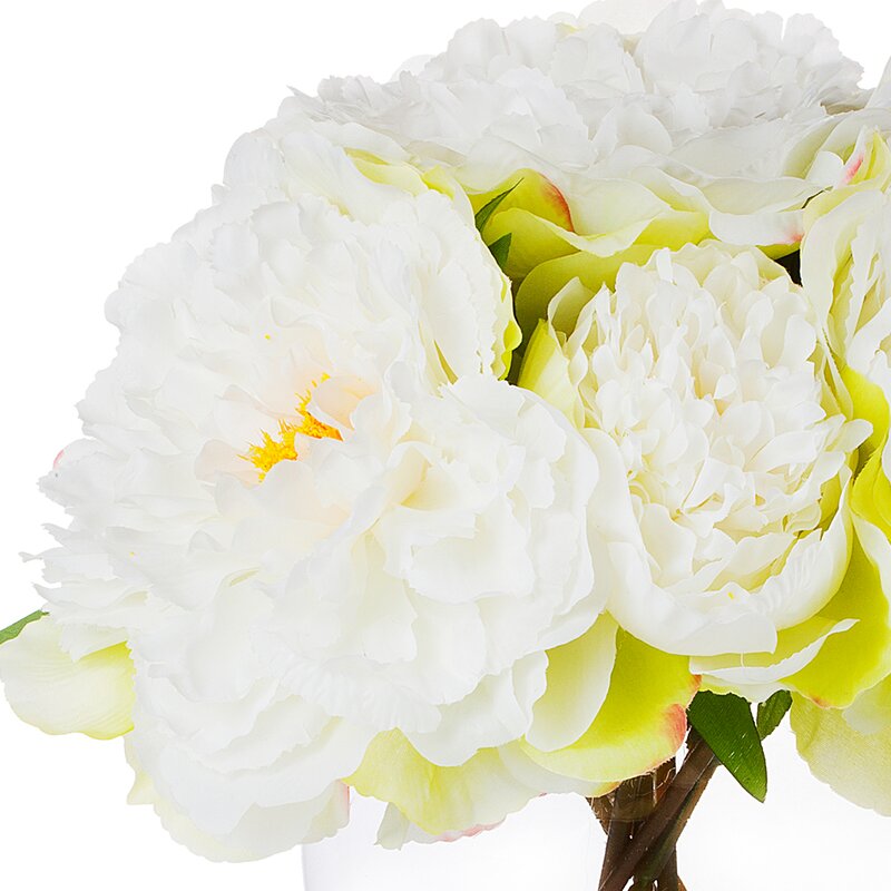 Cream Silk Peony Flowers In Vase