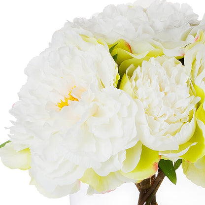 Cream Silk Peony Flowers In Vase