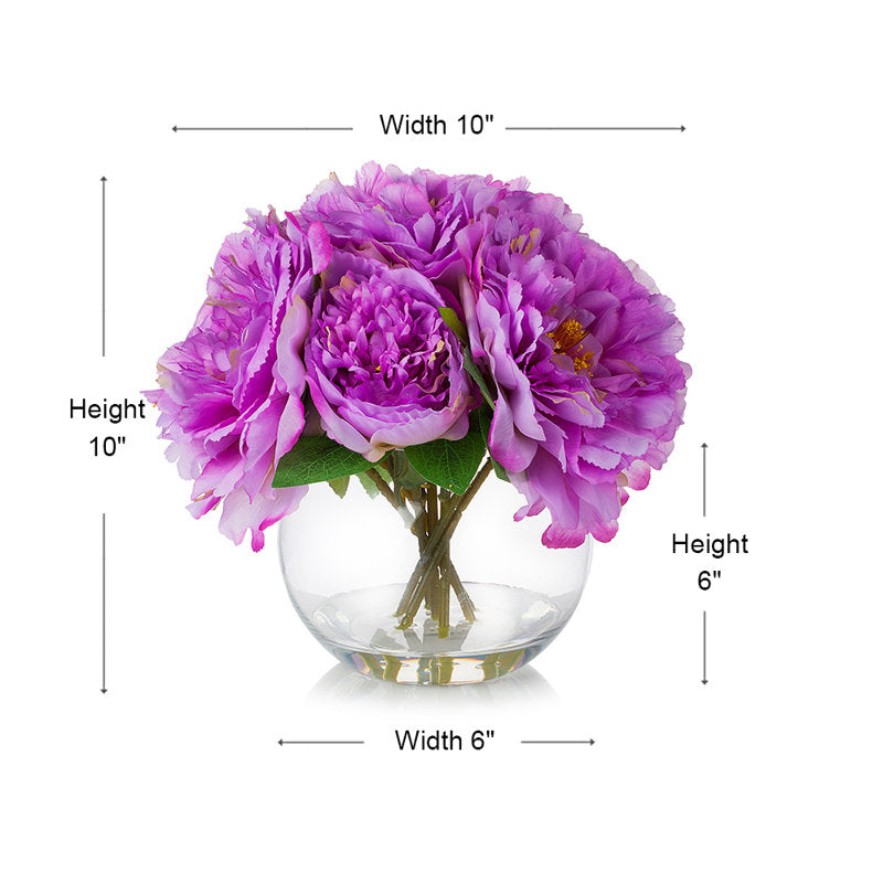 Purple Silk Peony Flowers In Vase