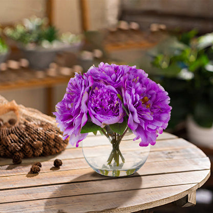 Purple Silk Peony Flowers In Vase