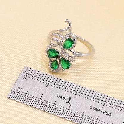 925 Silver Green Zirconia Jewelry Set