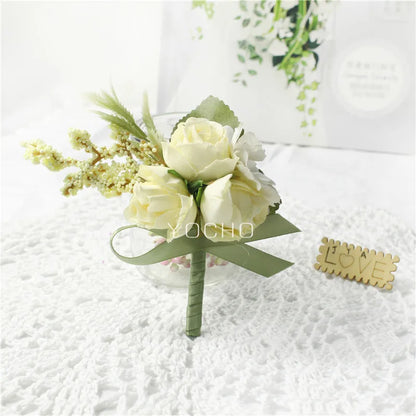 Men's Wedding Rose Corsage Brooch