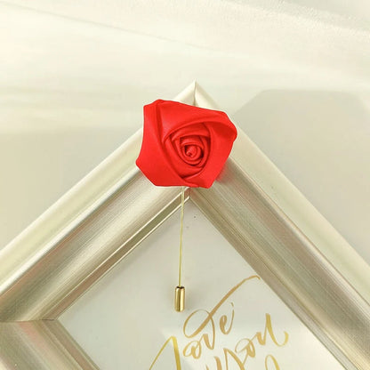 Silk Flower Boutonniere Wedding Pin