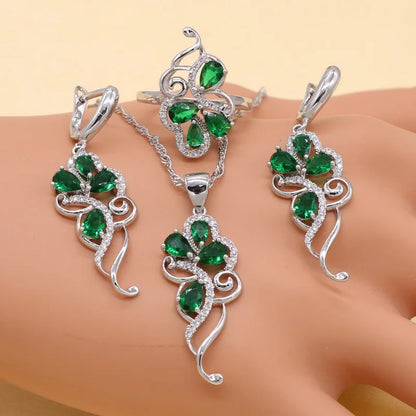 925 Silver Green Zirconia Jewelry Set