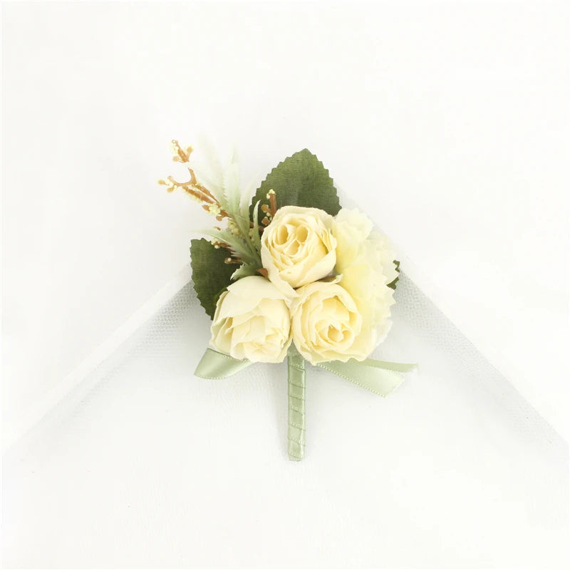 Silk Rose Wedding Boutonniere Corsage