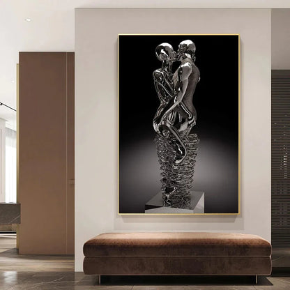 Abstract Lovers Metal Sculpture Art