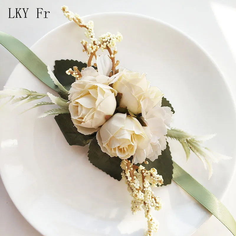 Silk Rose Wedding Boutonniere Corsage