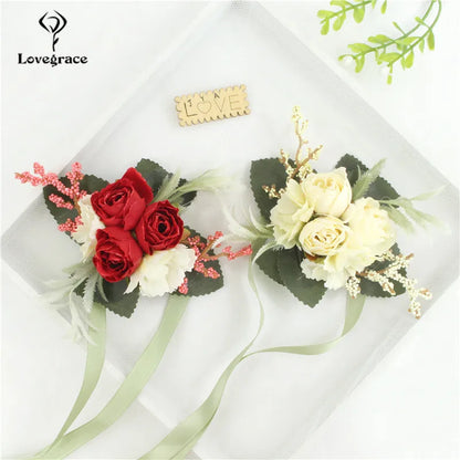 Silk Rose Wedding Boutonniere Corsage