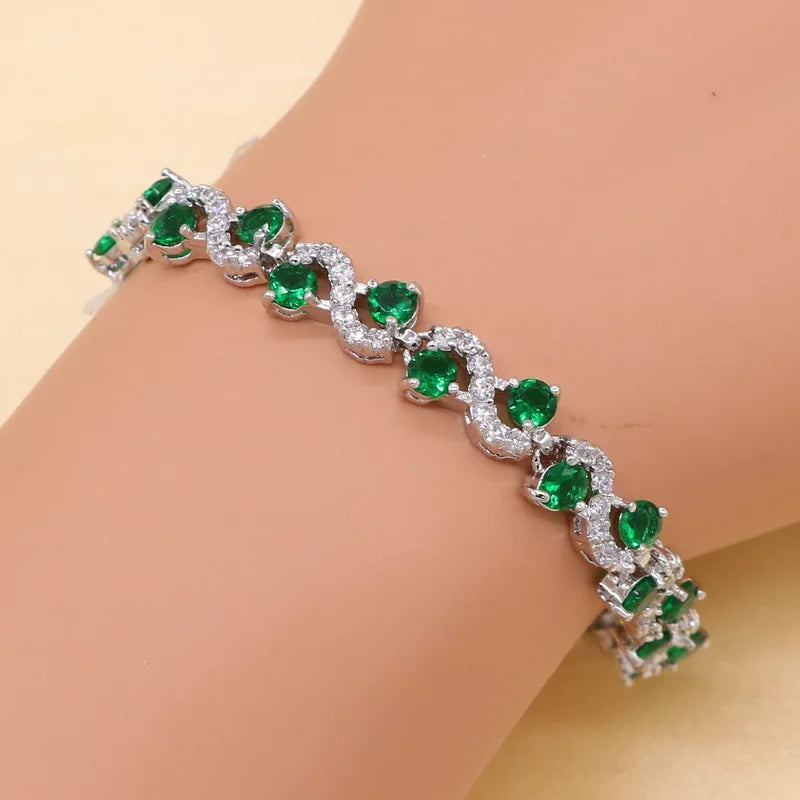 925 Silver Green Zirconia Jewelry Set