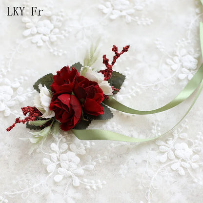 Silk Rose Wedding Boutonniere Corsage