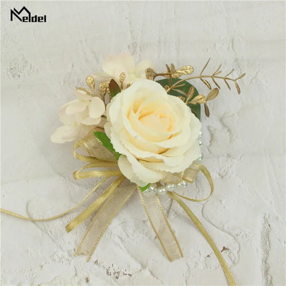 Silk Rose Wedding Boutonniere Corsage