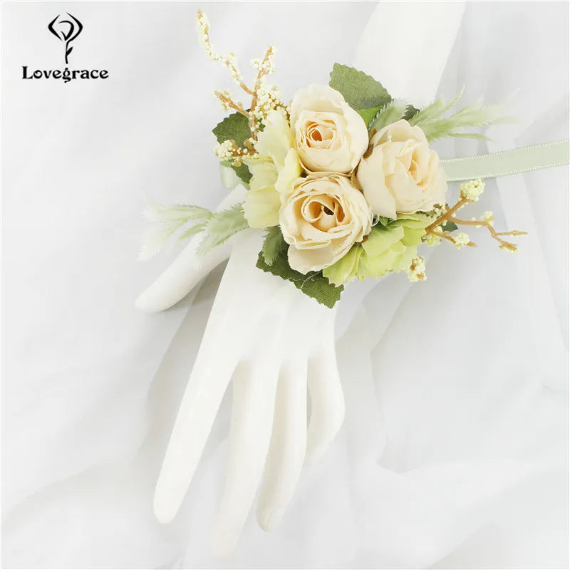 Silk Rose Wedding Boutonniere Corsage