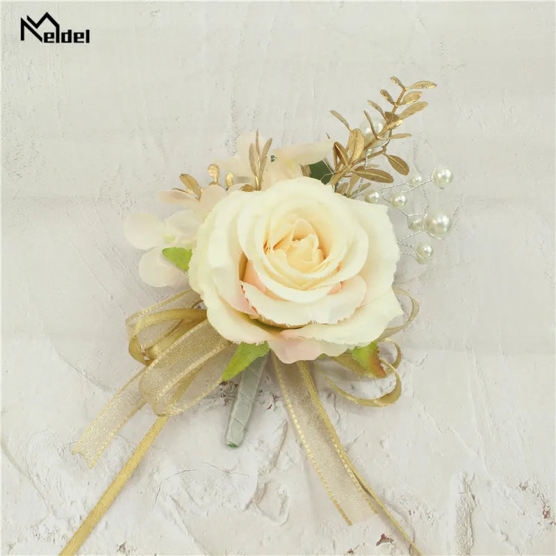 Silk Rose Wedding Boutonniere Corsage