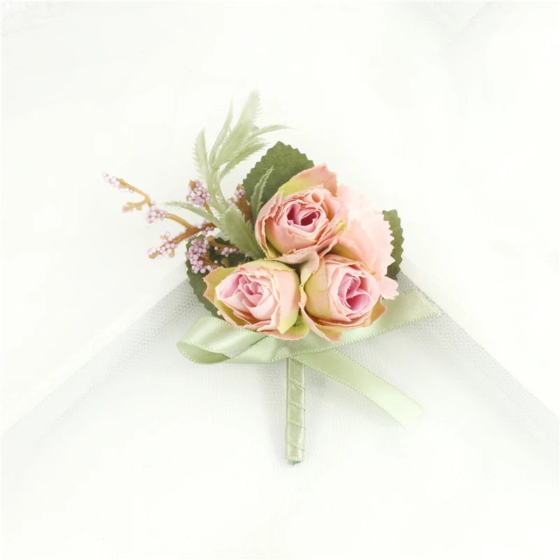 Silk Rose Wedding Boutonniere Corsage