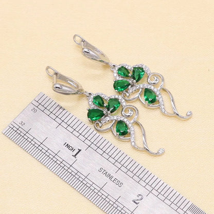 925 Silver Green Zirconia Jewelry Set