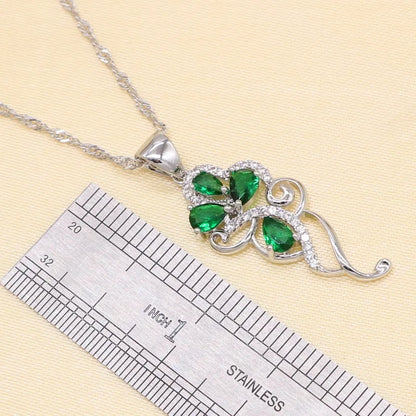 925 Silver Green Zirconia Jewelry Set