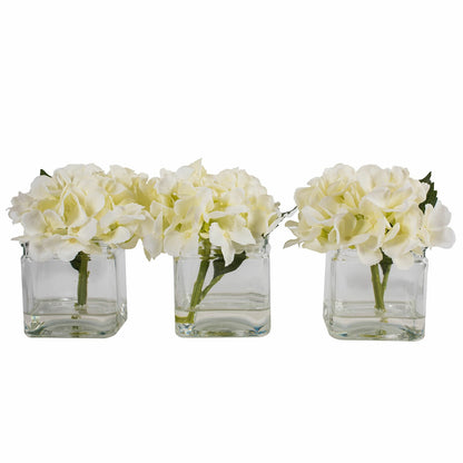 Charming Hydrangeas Flowers in Vase - Set of 3