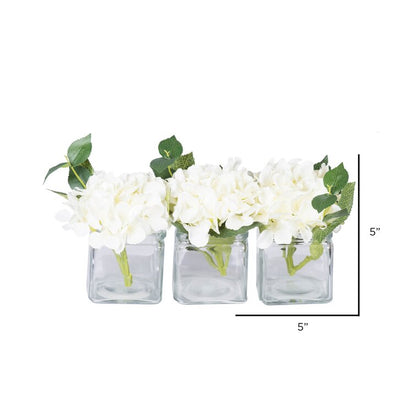 Charming Hydrangeas Flowers in Vase - Set of 3