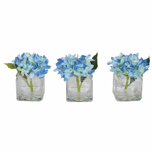 Blue Hydrangeas Flowers in Vase - Set of 3 Centerpieces