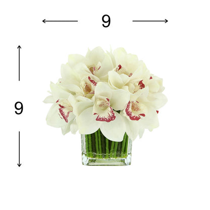 White Orchid Flowers Glass Vase