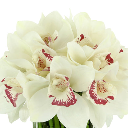 White Orchid Flowers Glass Vase