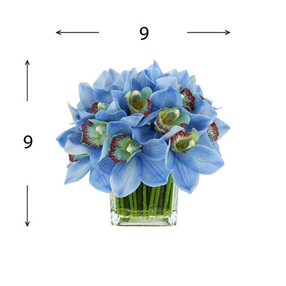 Blue Orchid Flowers Glass Vase