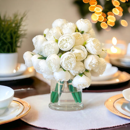 White Peony Flowers In Vase