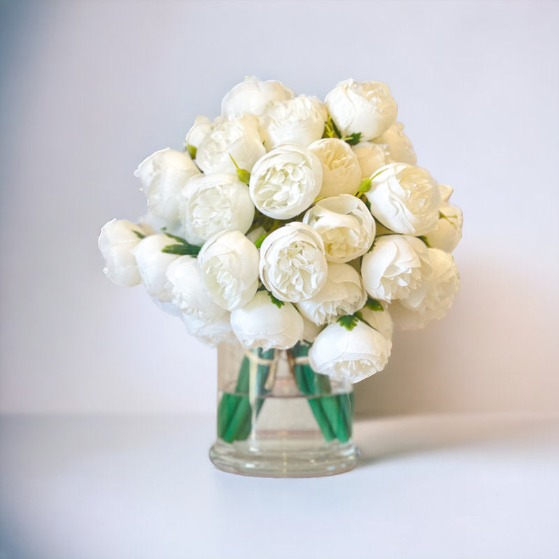 White Peony Flowers In Vase