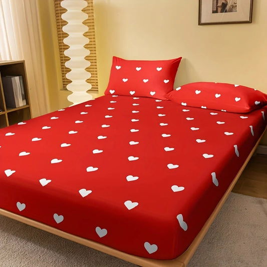 Romantic Heart-Print Bedding Set