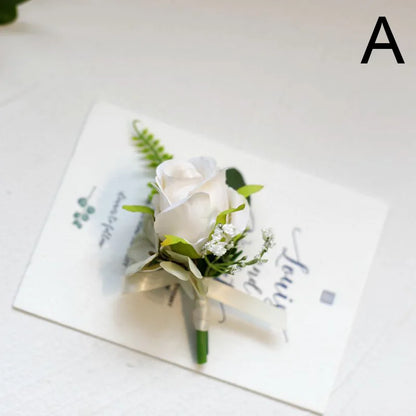 Silk Rose Wedding Boutonniere Pin