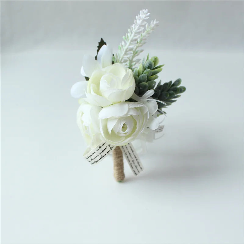 Ivory Rose Wedding Boutonnieres