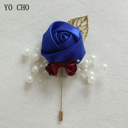 Silk Rose Groom Boutonniere Pin