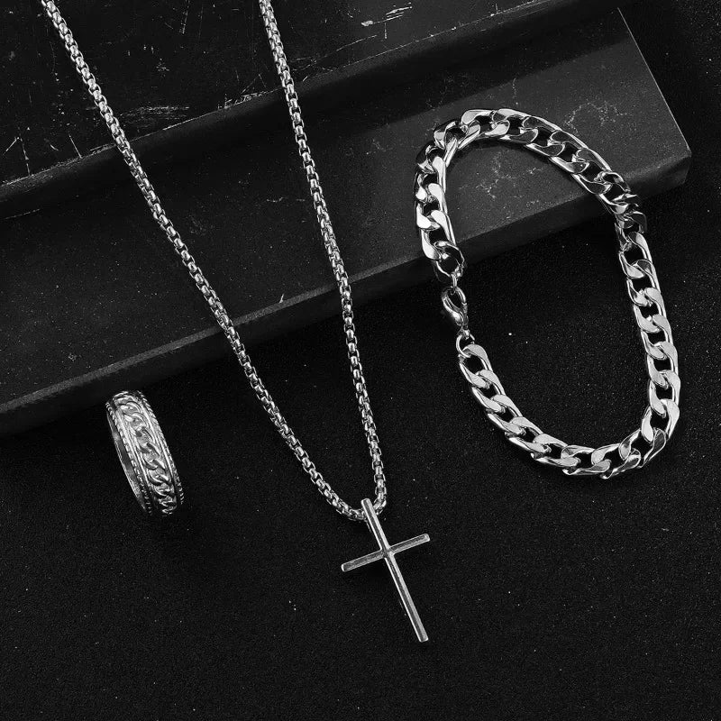 Punk Cross Jewelry Set Men