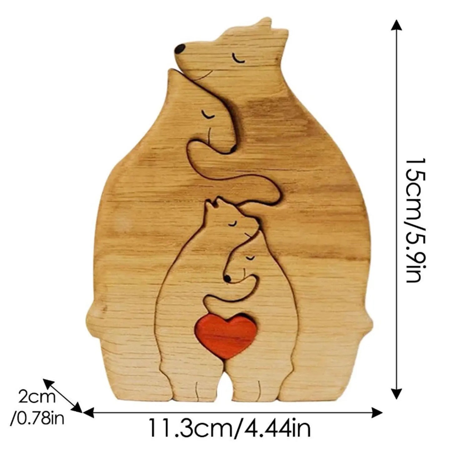 Bear Family Wooden Puzzle Decor