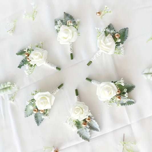 Milky White Vintage Wedding Corsage