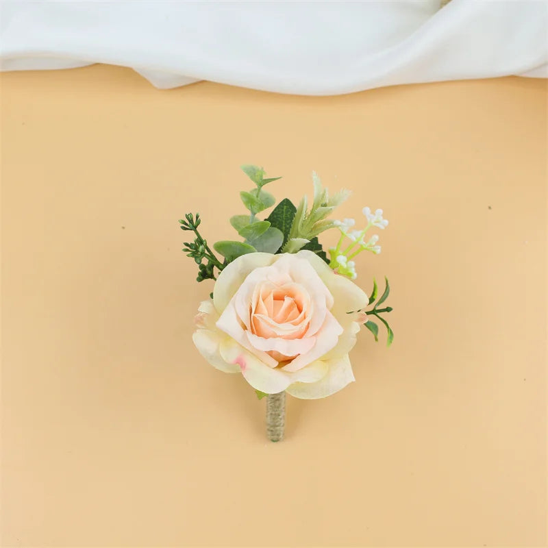 Silk Rose Wedding Boutonniere Corsage