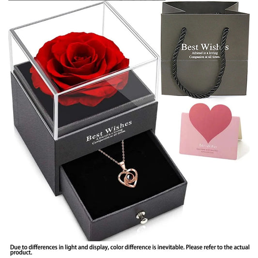 Necklace Gift Box with Rose Keepsake