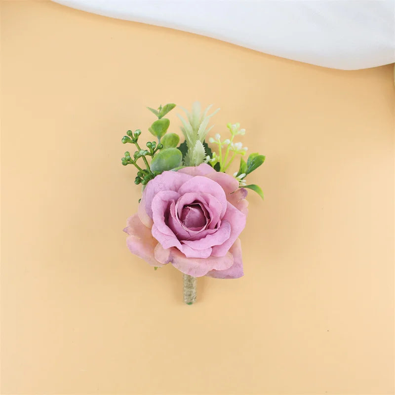 Silk Rose Wedding Boutonniere Corsage