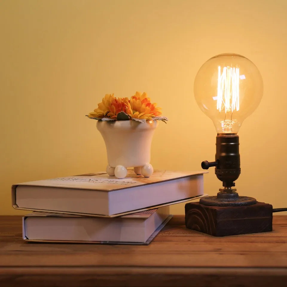 Industrial LED Wood Desk Lamp