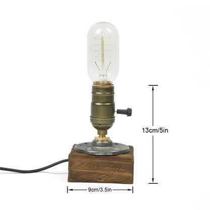 Industrial LED Wood Desk Lamp